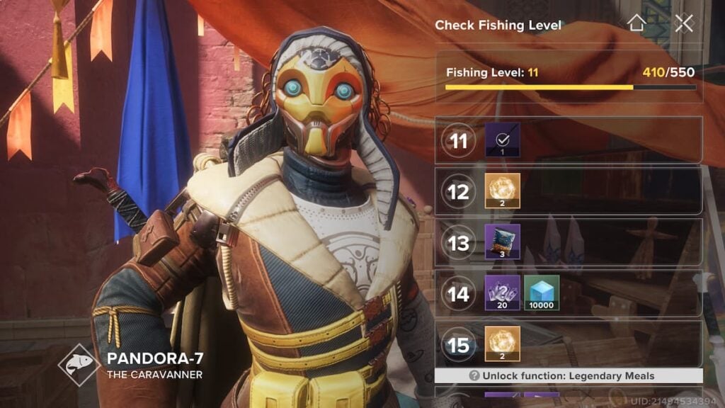Fishing Level rewards in Destiny: Rising
