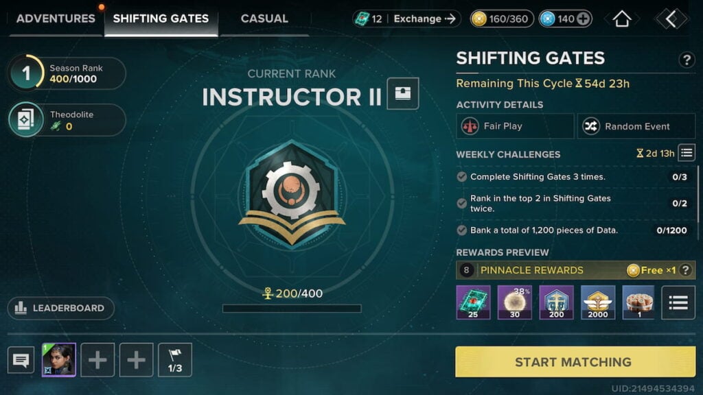 Shifting Gates menu in Destiny: Rising