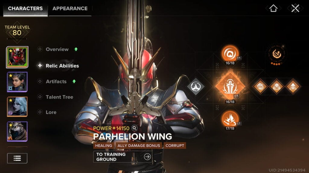 Tan-2 ability screen in Destiny Rising