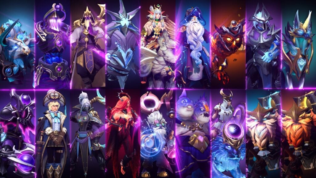 Cover art featuring all the 17 sets and Earthshaker's alternate arcana style from the Heroes Hoard treasure in Dota 2.