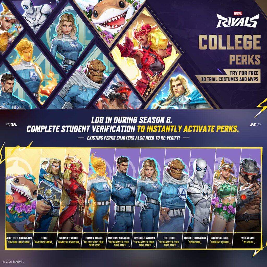 Marvel Rivals season 6 College Perks