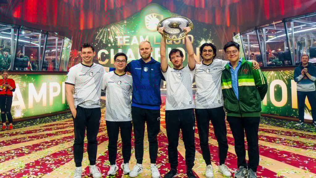 photo of Team Liquid after winning The International 2024.