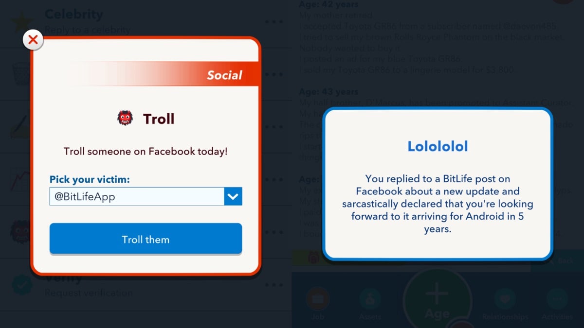troll bitlife on social media
