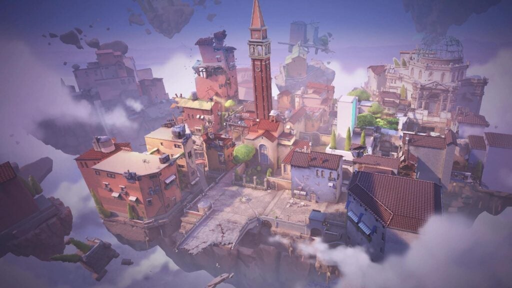 Aerial view of Ascent map in VALORANT