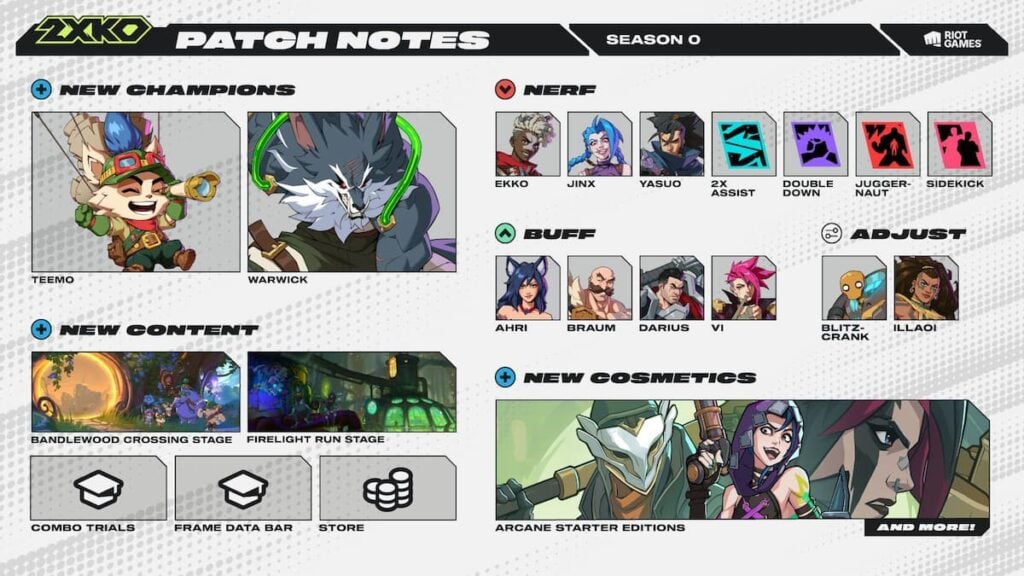 2XKO season 0 patch notes