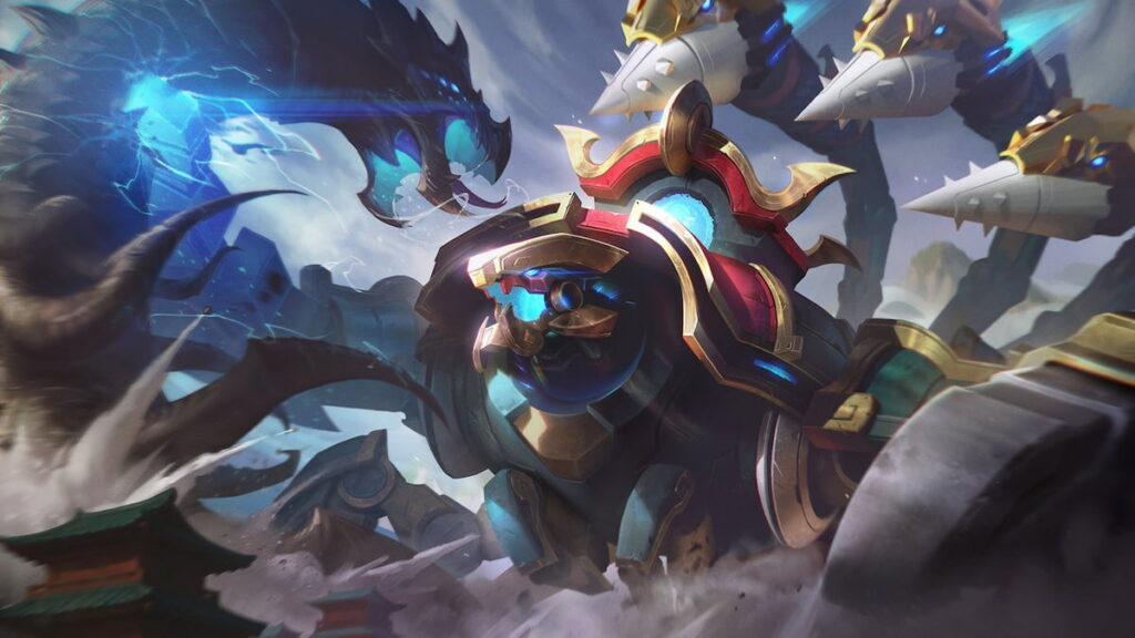 Picture showing Mecha Kingdoms Skarner skin in League of Legends.