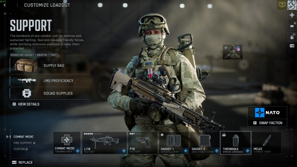 a Support class loadout in Battlefield 6