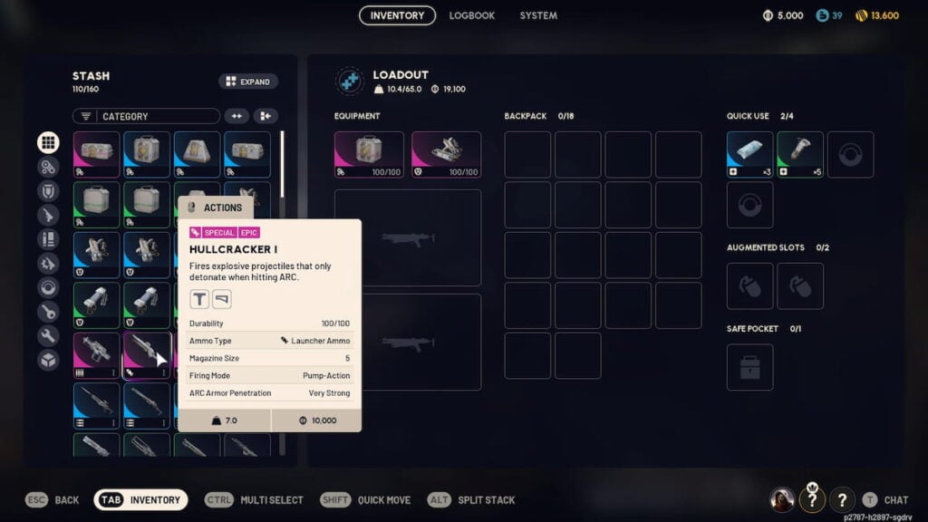 ARC Raiders Hullcracker en inventario