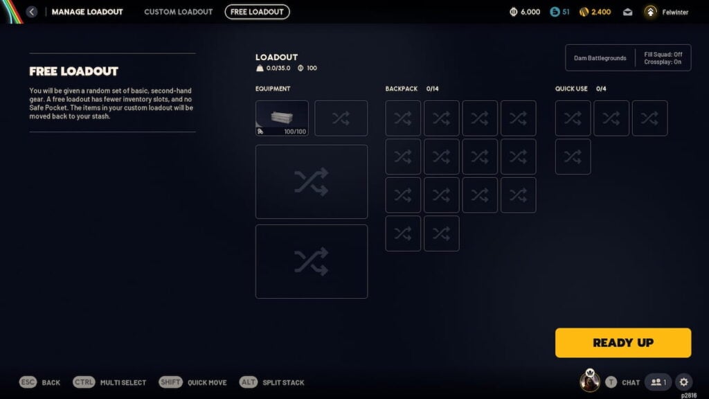 Loadout select in ARC Raiders