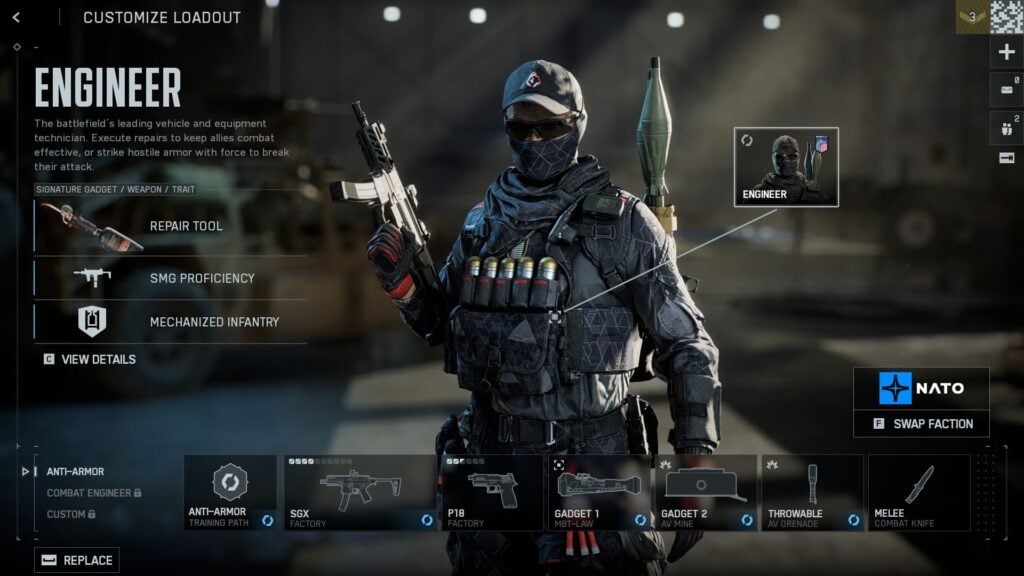 Battlefield 6 Phantom Edition Engineer class from NATO faction