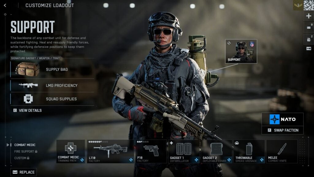 Battlefield 6 Phantom Edition Support class from NATO faction