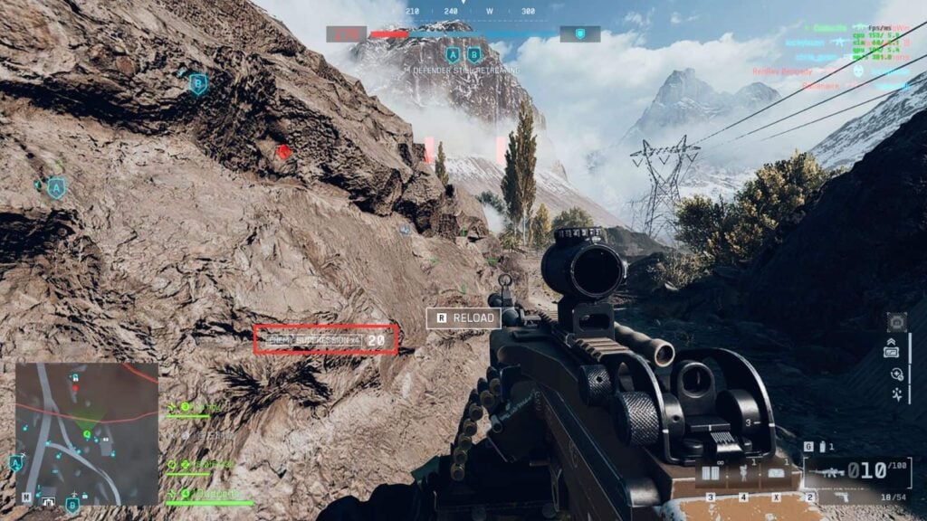 Screenshot of Battlefield 6 gameplay showing Enemy Suppression effect