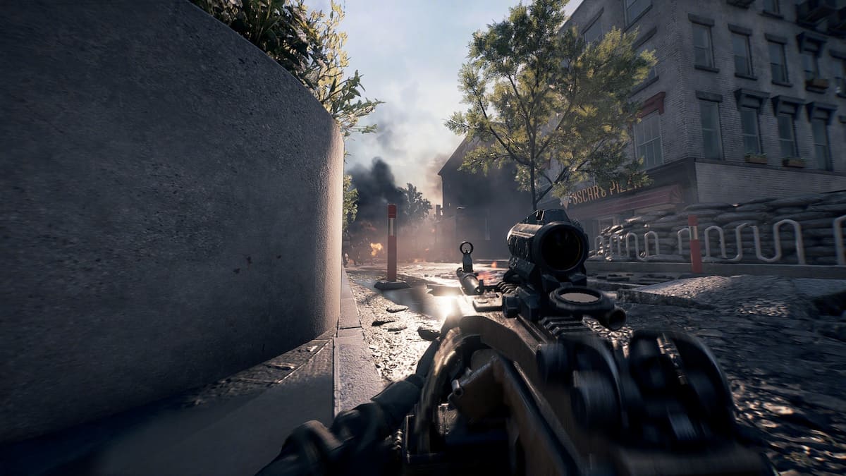 Battlefield 6 player with an LMG on a new york map