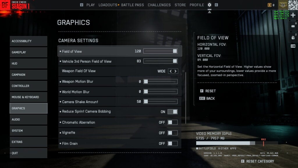 Battlefield REDSEC best settings for camera