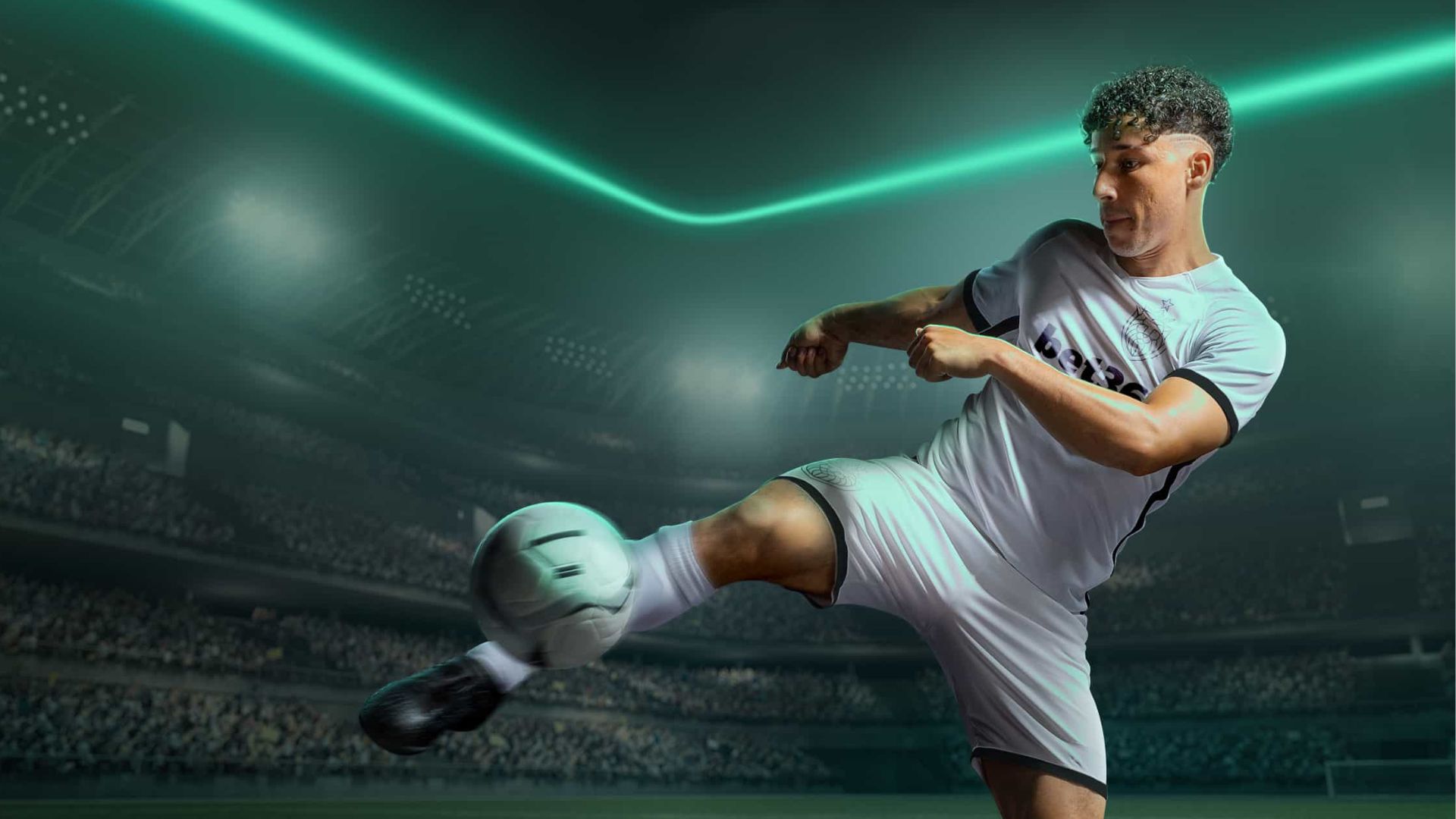 An Italian football player strikes a ball in bet365's key image for Serie A of Italy.
