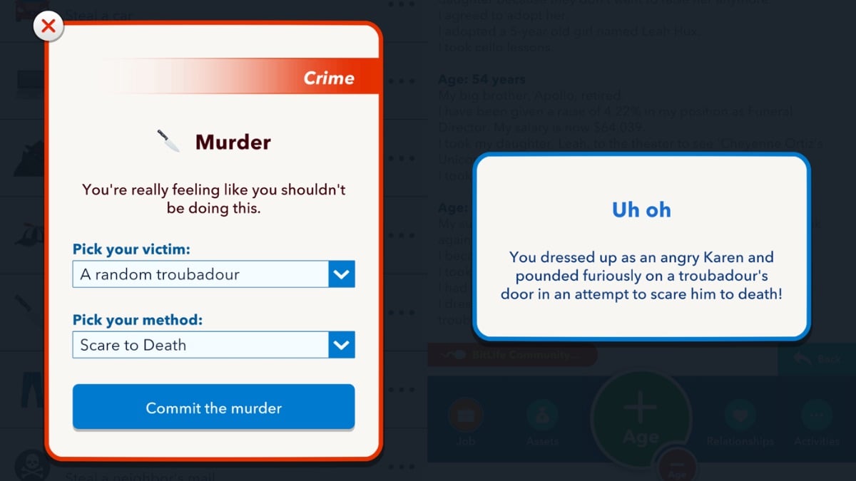 scare to death in bitlife