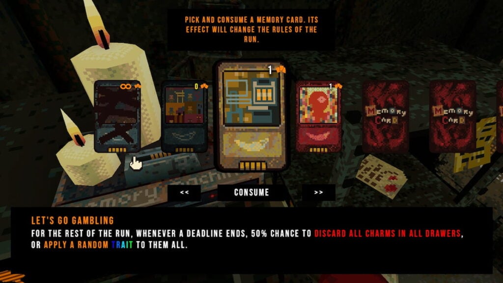 Selección de la tarjeta de memoria al comienzo de la carrera en Cloverpit
