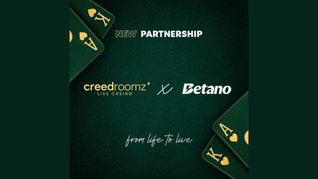 CreedRoomz live casino and Betano partnership key image.
