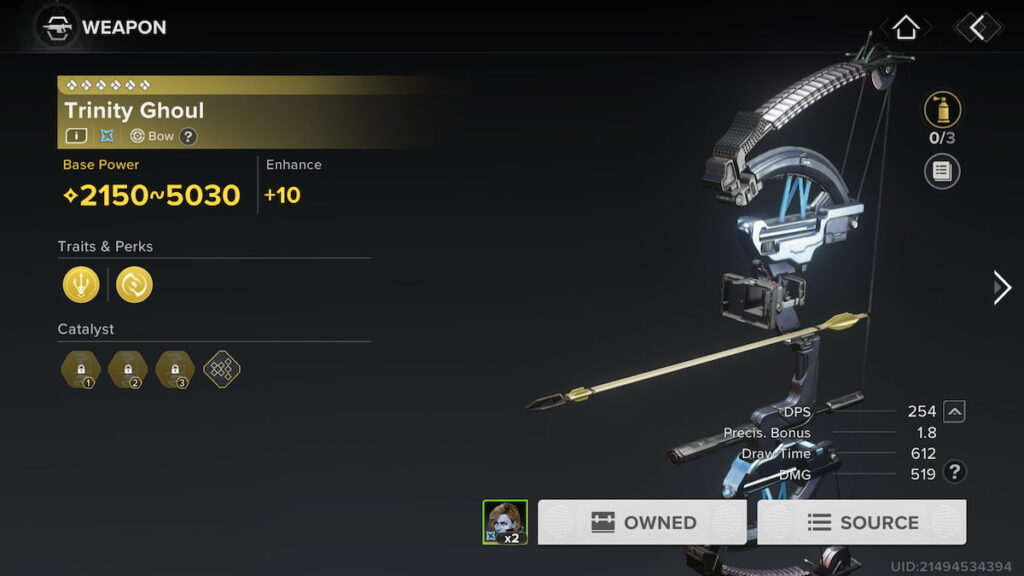 Trinity Ghoul bow in Destiny Rising