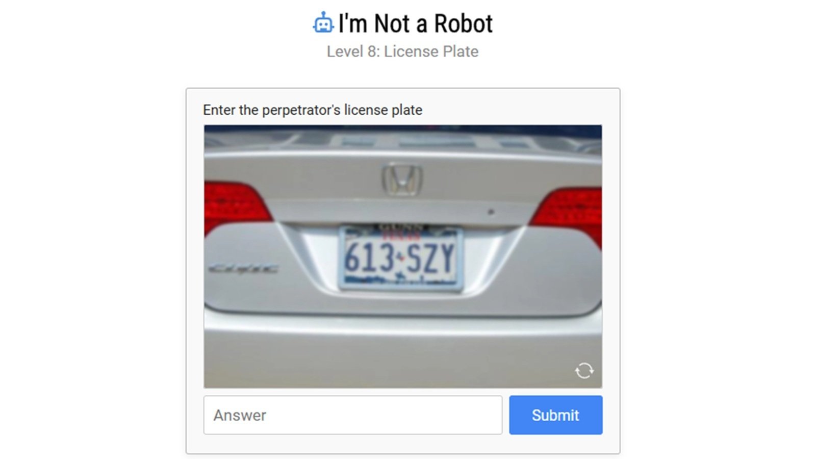 Screenshot of level eight in I'm Not a Robot.