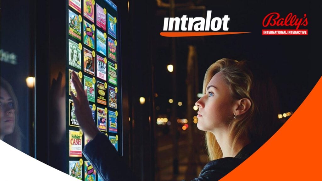 A woman plays on a casino screen in Intralot and Bally's Interactive key image