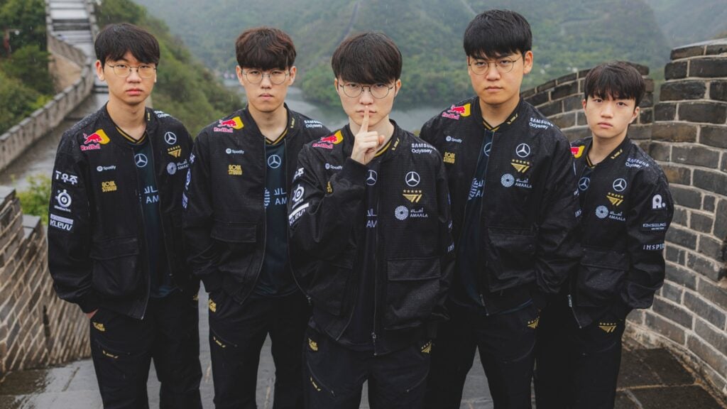 Photo of T1 at Worlds 2025.