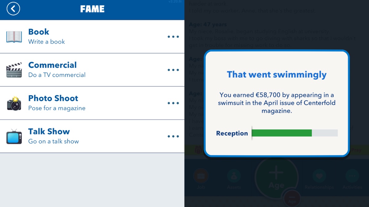 manage fame in bitlife
