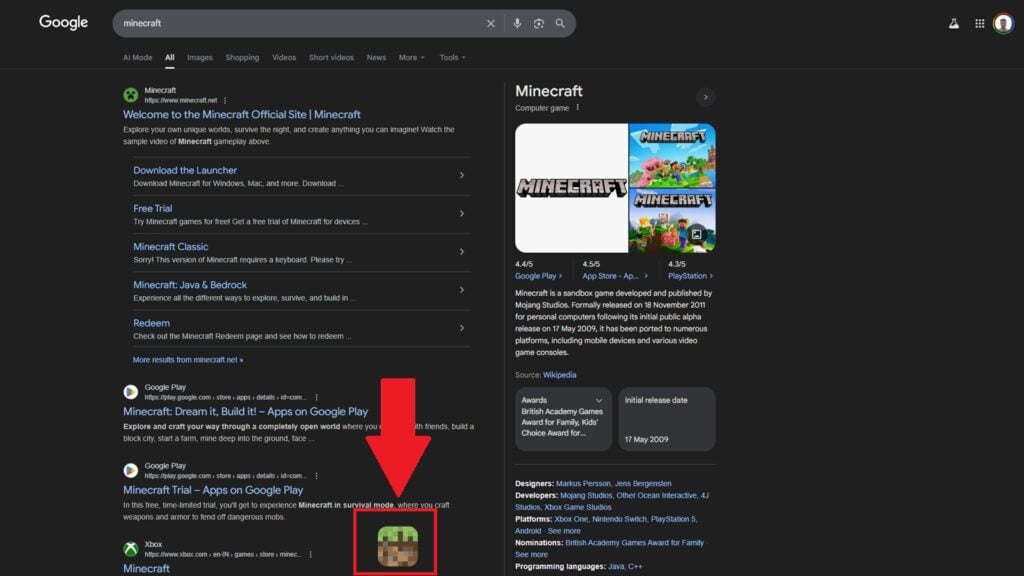 Screenshot of the Google Search page.