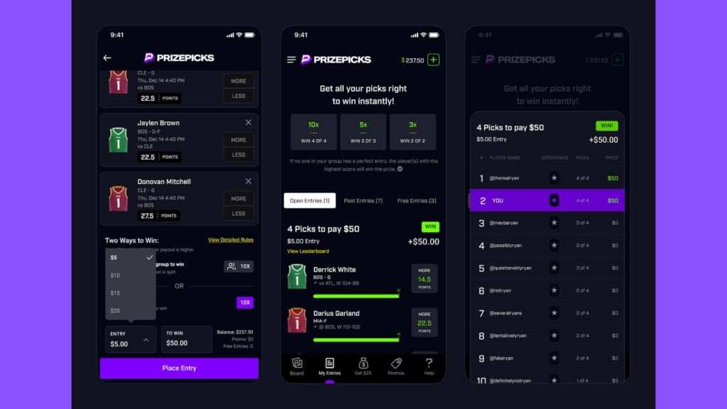 PrizePicks Arena user interface