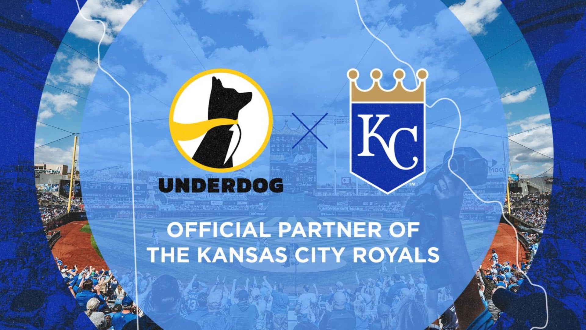 La imagen colaborativa de Underdog y Kansas City Royals, con los logotipos de las dos entidades