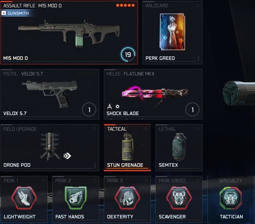 una configuración de clase en Black Ops 7 con el M15 Mod 0 AR