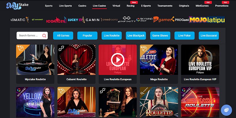 MyStake Casino CA - Live Dealer