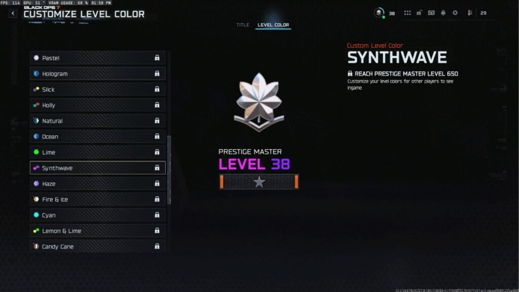Prestige Level Colors in Black Ops 7