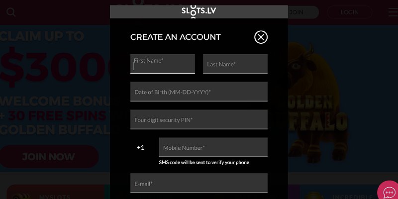 Slots.lv Signup