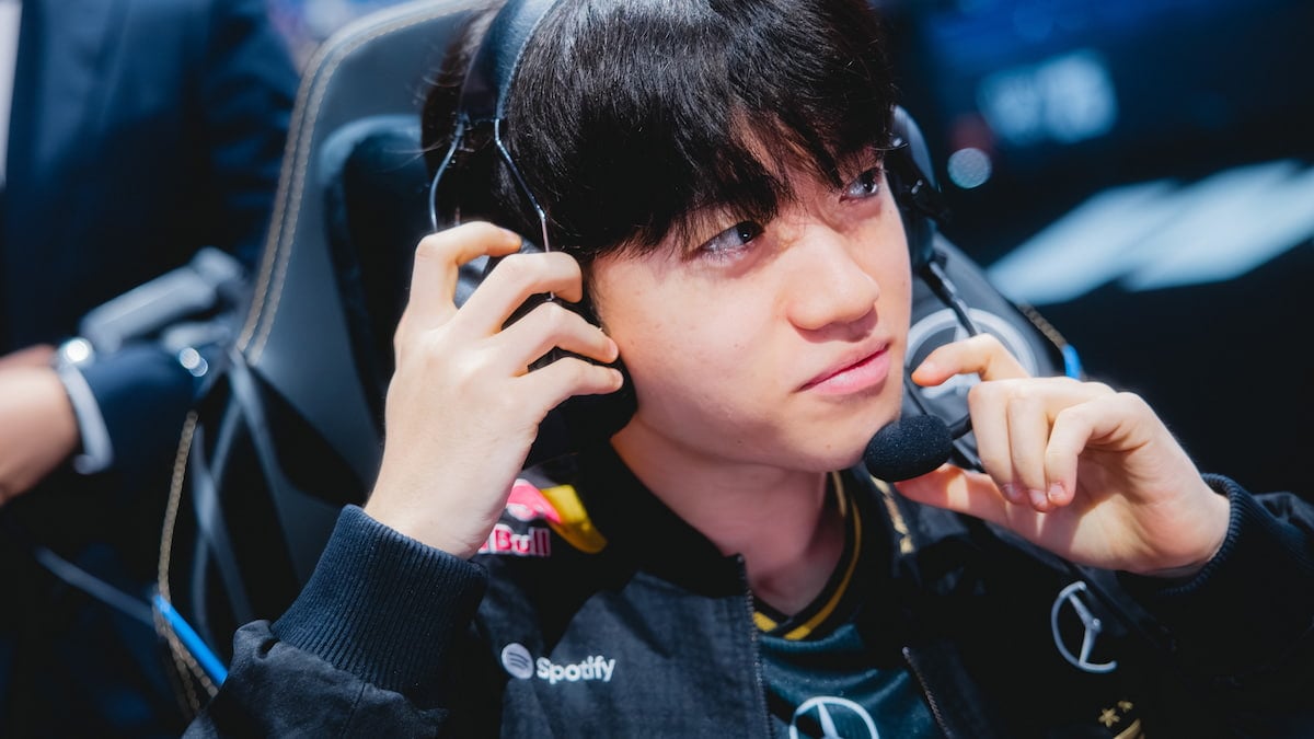 Keria of T1 is seen onstage at League of Legends Worlds 2025 Semifinal Stage on November 02, 2025 in Shanghai, China.