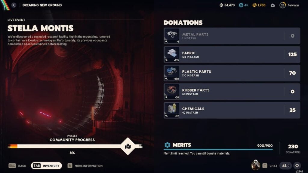 Progreso del evento Stella Montis en ARC Raiders