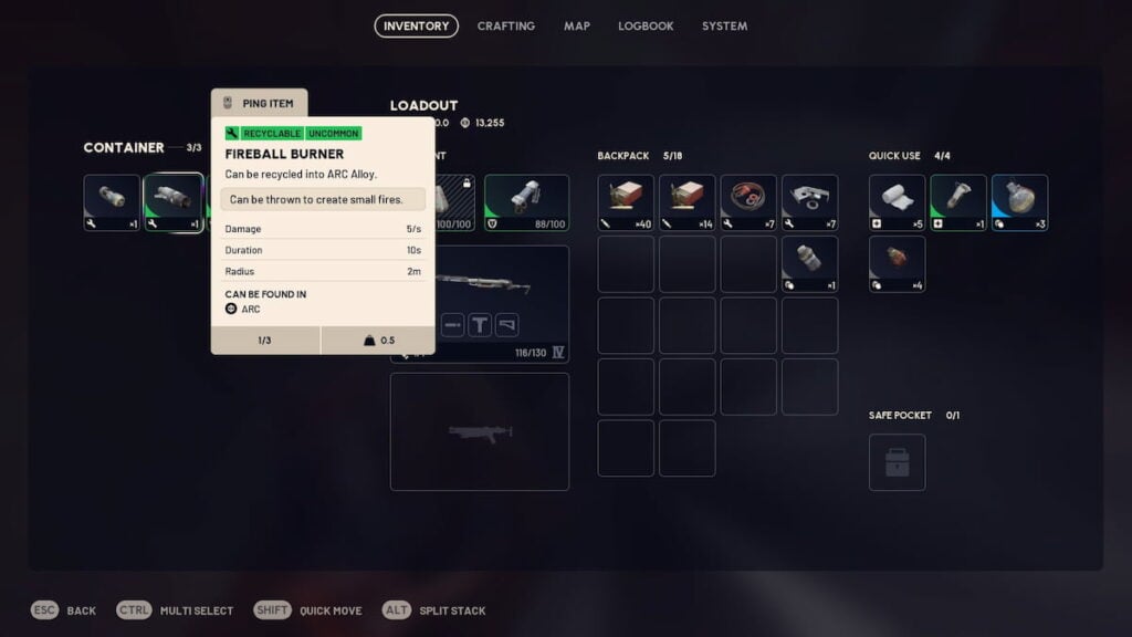 Fireball Burner drop in ARC Raiders