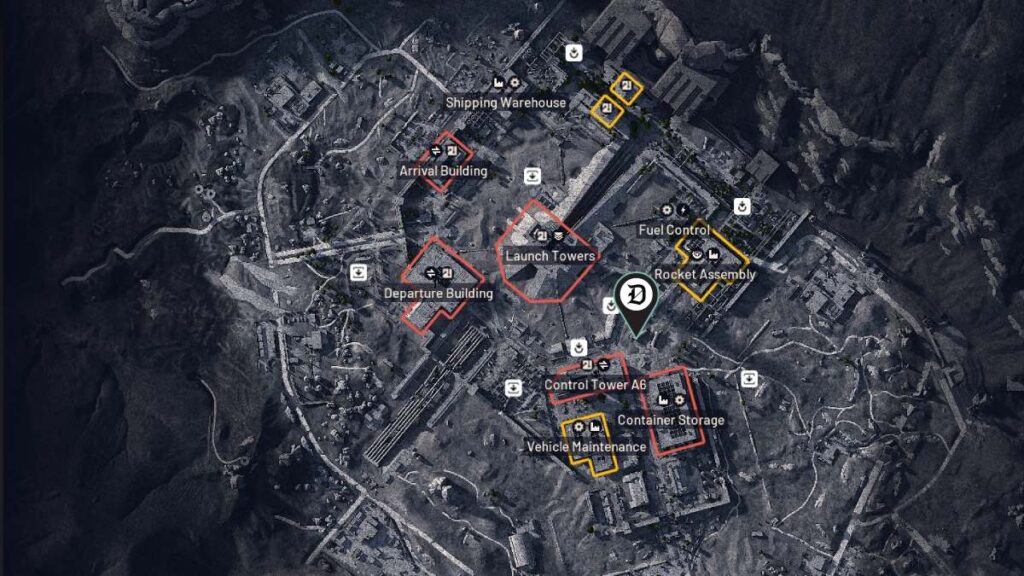 Rocket thrusters marked on the map in ARC Raiders