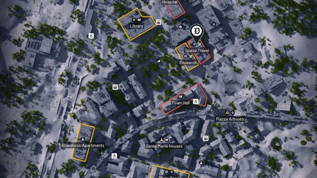 Space Travel building marked on the map in ARC Raiders