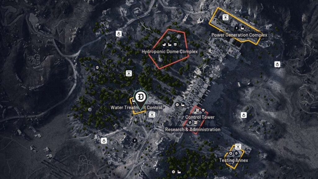 Water Treatment Control marked on the map in ARC Raiders