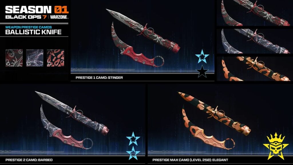Ballistic Knife Prestige Camos in Black Ops 7 and Warzone