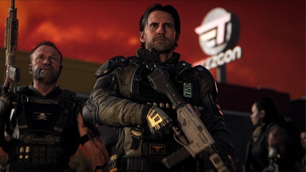 David Mason y su equipo en la campaña cooperativa de Black Ops 7, que aparentemente se titula Worlds Collide en algunas plataformas.