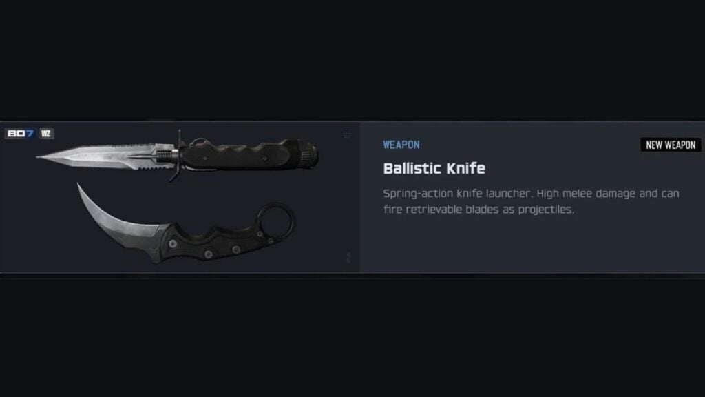 Ballistic Knife in Black Ops 7 and Warzone, including the weapon description