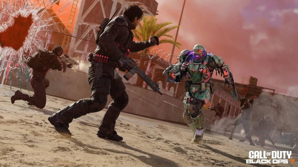 Operator Mason fighting an armored enemy in Black Ops 7 Endgame