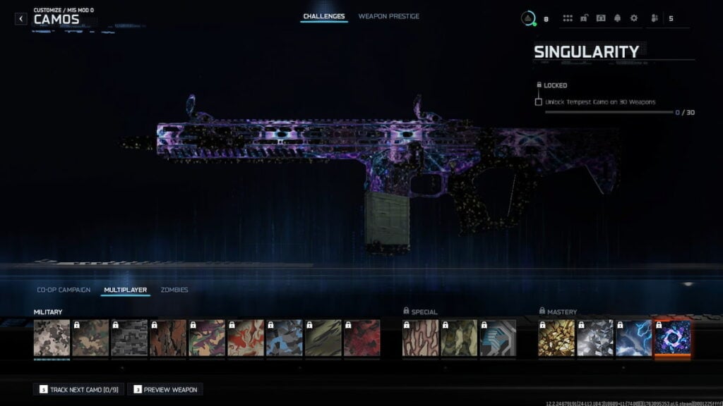 Singularidad del camuflaje en Black Ops 7