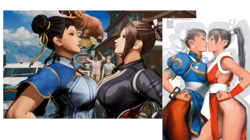 Chun-Li facing off against Mai in Faty Fury