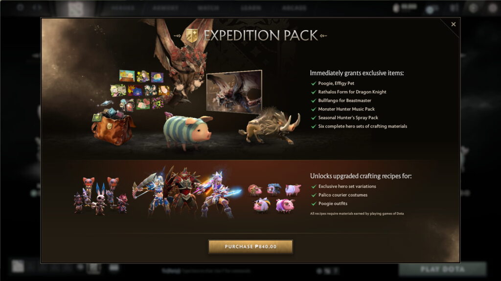 Dota 2 x Monster Hunter event: All free sets and how to get them