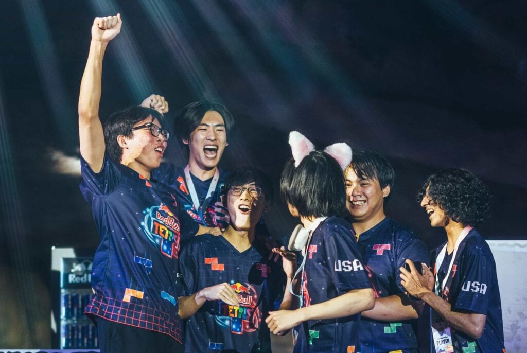 Coldless celebrating his victory with his team