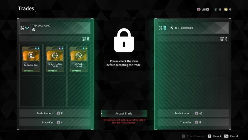 Trading system in The First Descendant