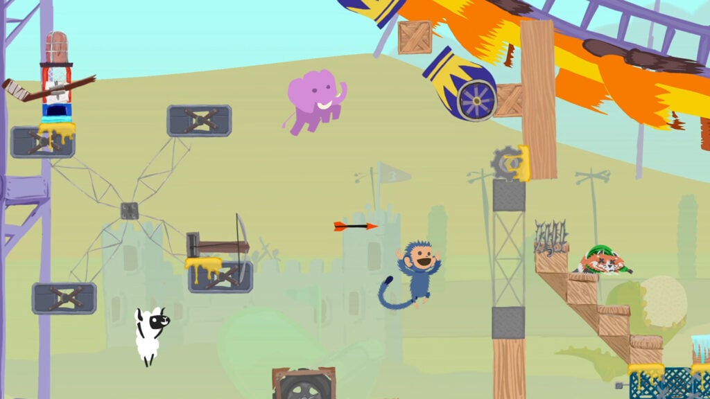 Screenshot of a level in Ultimate Chicken Horse